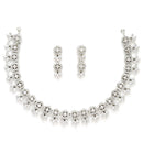 Rhodium-Plated with Silver-Tone White American Diamond-Studded Jewellery Set