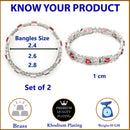 Rhodium Plated Red American Diamonds Studded Bangles