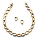 Gold-Plated White Kundan Studded Necklace with Earrings Jewellery set