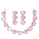 Rhodium-Plated with Silver-Tone Pink American Diamond Studded Jewellery Set