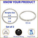 Rhodium Plated White American Diamond Studded Thin Bangles