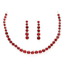 Rhodium-Plated with Silver-Tone Red American Diamond Studded Handcrafted Jewellery Set