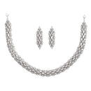 Rhodium-Plated with Silver-Tone & White American Diamond Studded Jewellery Set