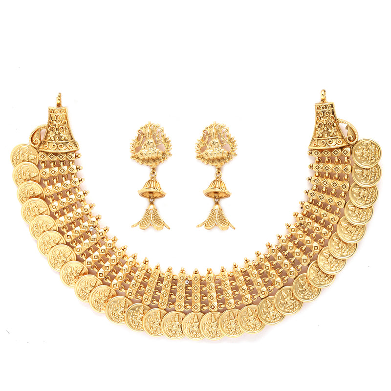Gold-Plated Lakshmi Coin Necklace Jewellery Set