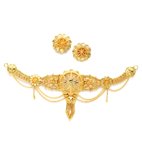 Gold Plated Choker Necklace Set with Earring Jewellery