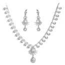 Rhodium-Plated with Silver-Tone & White American Diamond Studded Jewellery Set