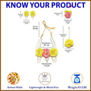 Gold-Plated Yellow-Pink Floral White Pearls Beaded Haldi & Mehendi Jewellery Set with Maang Tikka & Haathphool