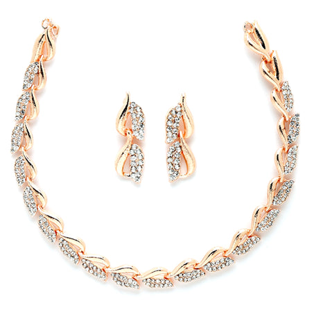 Rose Gold-Plated & White CZ-Studded Jewellery Set