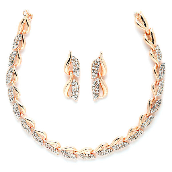 Rose Gold-Plated & White CZ-Studded Jewellery Set