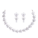 Rhodium-Plated with Silver-Tone & White American Diamond Stone-Studded Jewellery Set