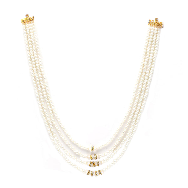 White & Gold-Toned Brass Gold-Plated Necklace