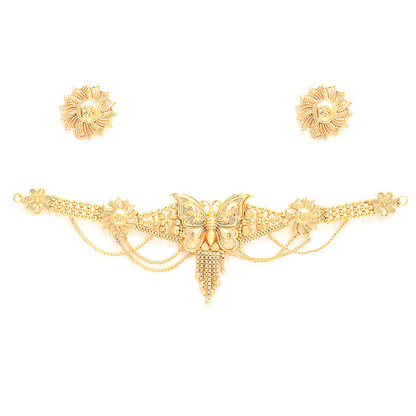 Gold-plated Butterfly Intricated Detail Choker Jewellary Set