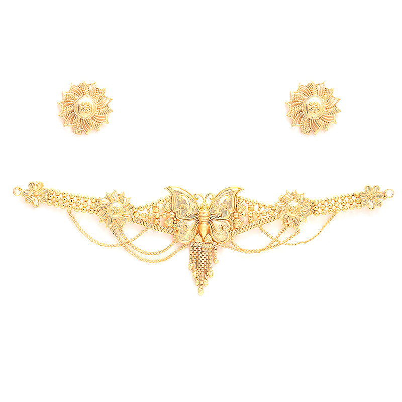 Gold-plated Butterfly Intricated Detail Choker Jewellary Set