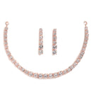 Rose-Tone with Gold-Plated White American Diamond Studded Jewellery Set