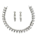 Rhodium-Plated with Silver-Toned White American Diamond Studded Jewellery Set