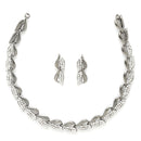 Rhodium-Plated with Oxidised Silver-Tone Studded Jewellery Set