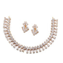 Gold-Plated Pear White American Diamond Studded Necklace with Earrings Jewellery Set