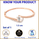 Rose Gold-Plated Flower Shaped Cubic Zirconia Stone-Studded Bracelet