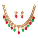 Designer Meena Work Gold Plated Necklace Set With Earrings