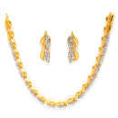 Stylish Ethnic 18K Gold Plated White Cubic Zirconia Necklace Set With Earrings