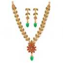 Jewellery Set Gold Plated Leaf Shaped Designer Meena Work Necklace Set With Earrings Bridal Jewellery For Women & Girls