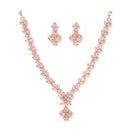 Rose Gold-Plated & White American Diamond Studded Floral Shaped Jewellery Set