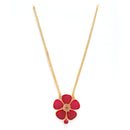 Gold-Plated Red Stone Studded Flower Pendant