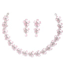 Rhodium-Plated with Silver-Tone Pink American Diamond-Studded Jewellery Set