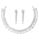 Rhodium-Plated with Silver-Tone & White American Diamond Studded Jewellery Set
