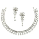 Rhodium-Plated with Silver-Toned White American Diamond Studded Jewellery Set