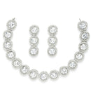 Rhodium-Plated with Silver-Toned Circular Shape White American Diamond Studded Jewellery Set