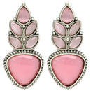 Oxidized Plated with Soft Pink Cubic Zirconia Drop Earrings