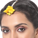 Gold Plated Floral Yellow And Golden Gotta Patti Maang Tikka  (Mehandi,Haldi,Bridal,Baby Shower)