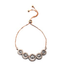 Rose Gold-Plated Gunmetal Toned White American Diamond studded Circular Shaped Jewellery Set