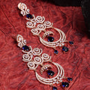 Navy Blue American Diamond with Rose Gold-Plated Contemporary Chandbalis Earrings