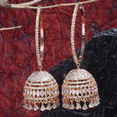 Rose Gold-Plated Dome Shaped American Diamond Jhumkas Earrings