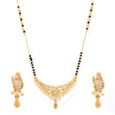 Tradiitional Gold Plated Black Bead Mangalsutra With Earrings
