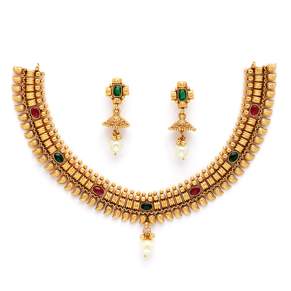 Gold Plated  Motif Design Jewellery Set