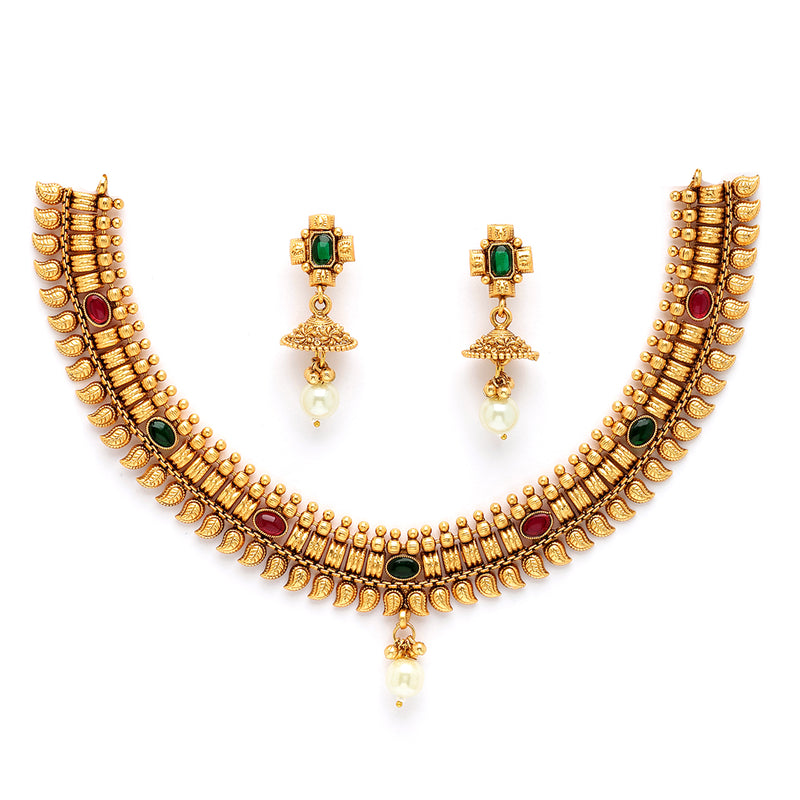 Gold Plated  Motif Design Jewellery Set