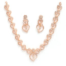 Rose Gold Plated Hearts Shaped with White American Diamond Stone Studded Jewellery Set