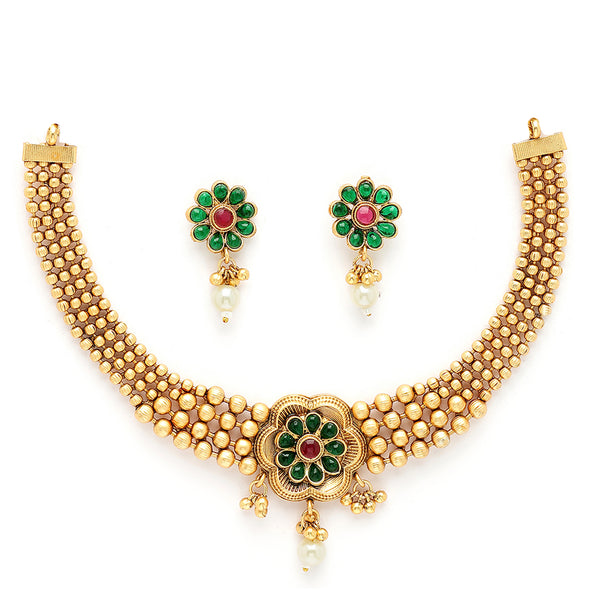 Gold Plated with Royal Design Jewellery Set