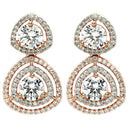 Rose Gold Plated Round American Diamond Studded Drop Earrings