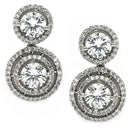 Rhodium Plated Silver Toned with Round American Diamond Small Drop earrings