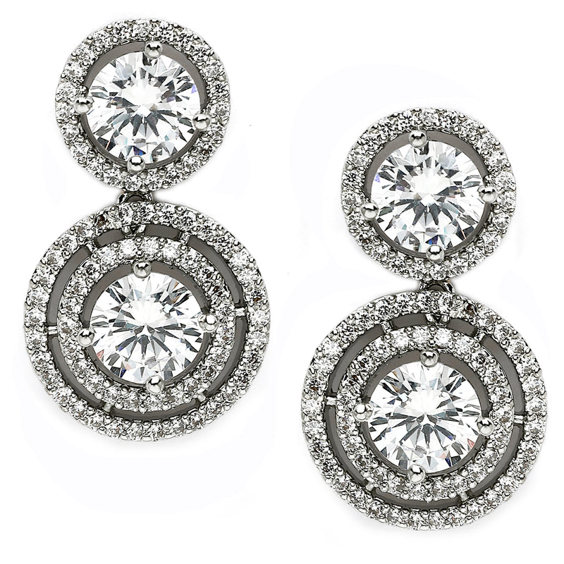 Rhodium Plated Silver Toned with Round American Diamond Small Drop earrings