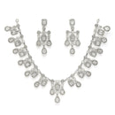 Rhodium Plated Crystal White American Diamond Stones Studded Jewellery Set