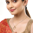 Gold-plated Double Heart White Cubic Zirconia Studded Pendant