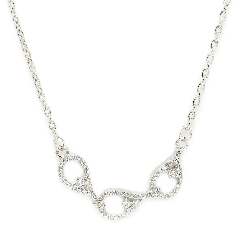 Rhodium Plated with Beautiful Tear Drop Shape Pendant