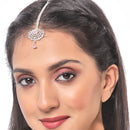American Diamond Studded Rose Gold Plated Crystal Maang Tikka for Women and Girls