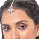 American Diamond Studded Rose Gold Plated Crystal Maang Tikka for Women and Girls