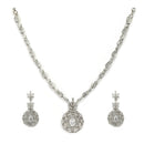 Rhodium Platted Classy Design white American Diamond Stones Studded Jewellery  Set